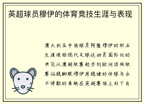 英超球员穆伊的体育竞技生涯与表现